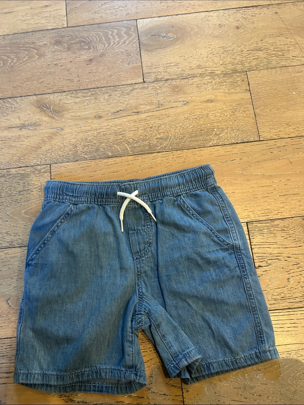 Kids Blue Drawstring Denim Shorts